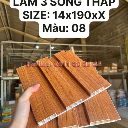Lam 3 S&oacute;ng Thấp Nhựa Giả Gỗ| M&agrave;u 08