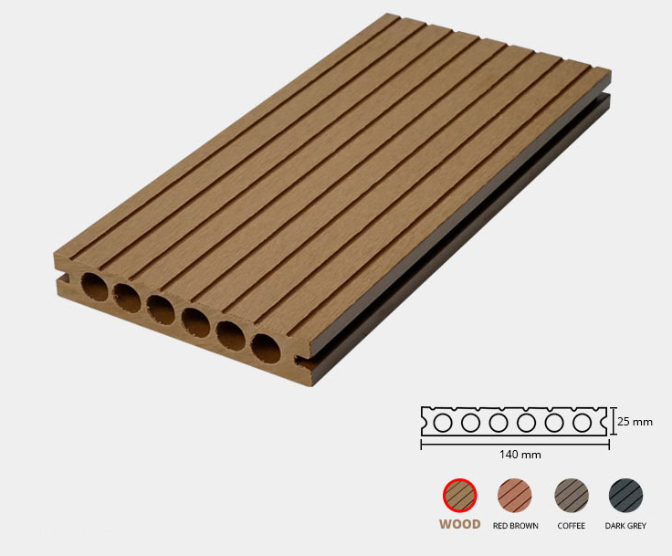 S&agrave;n Gỗ Nhựa Ngo&agrave;i Trời 140x25-6R Wood