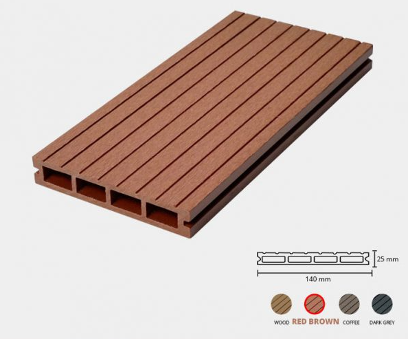 S&agrave;n Gỗ Nhựa Ngo&agrave;i Trời | M&agrave;u N&acirc;u Đỏ