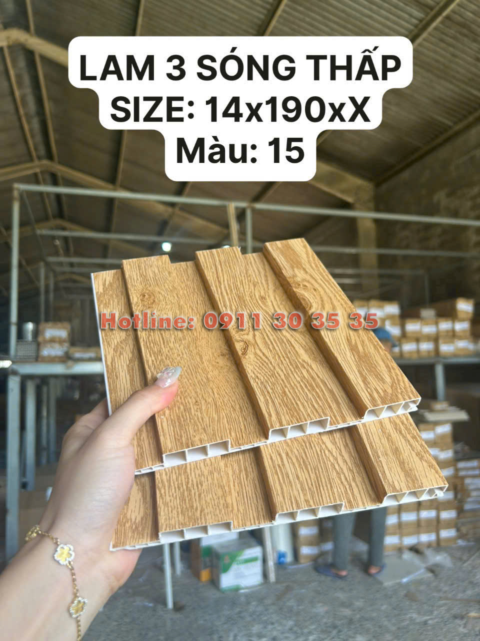 Lam 3 S&oacute;ng Thấp Nhựa Giả Gỗ| M&agrave;u 15