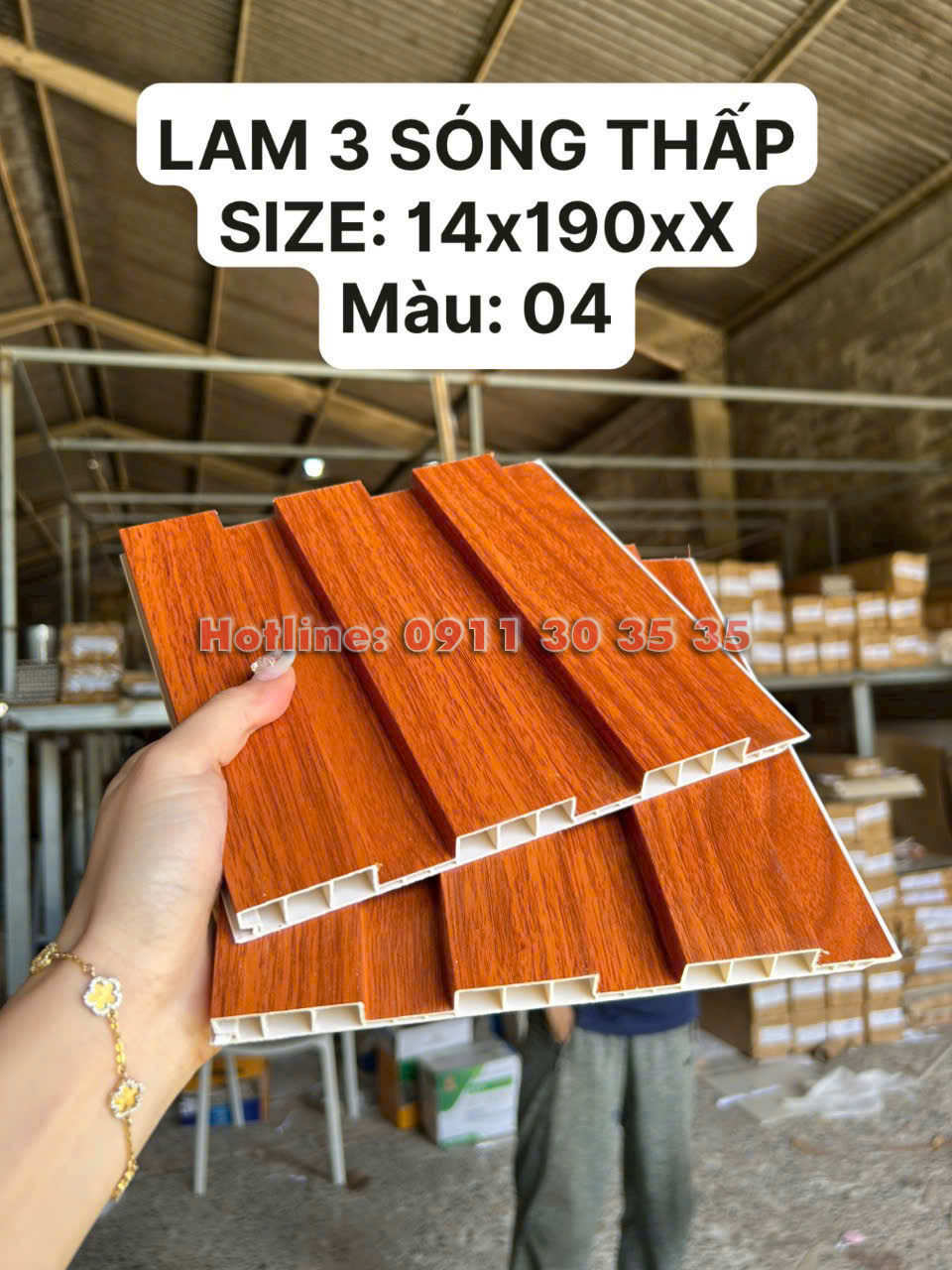 Lam 3 S&oacute;ng Thấp Nhựa Giả Gỗ| M&agrave;u 04