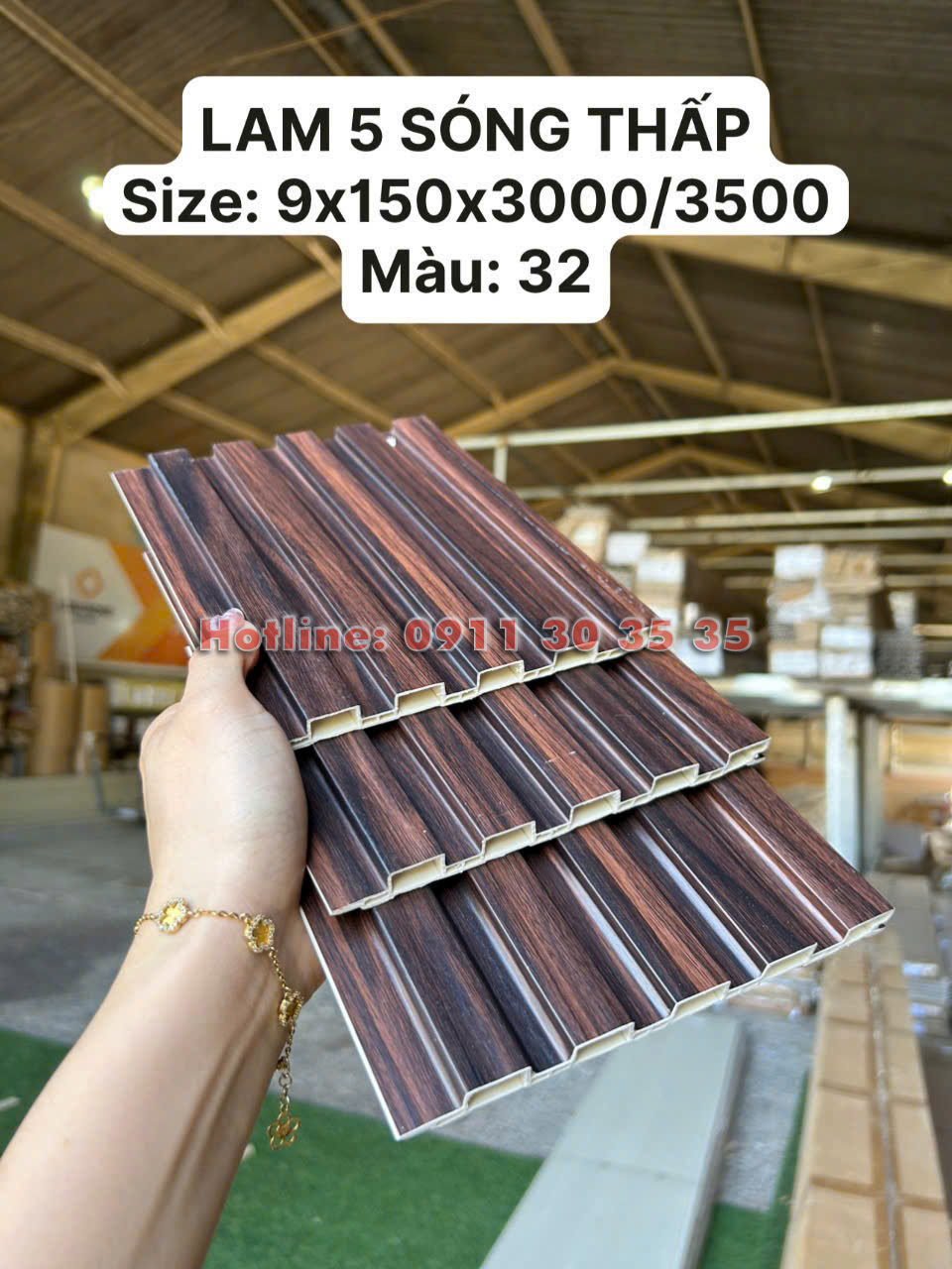 Lam 5 S&oacute;ng Thấp Nhựa Giả Gỗ| M&agrave;u 32