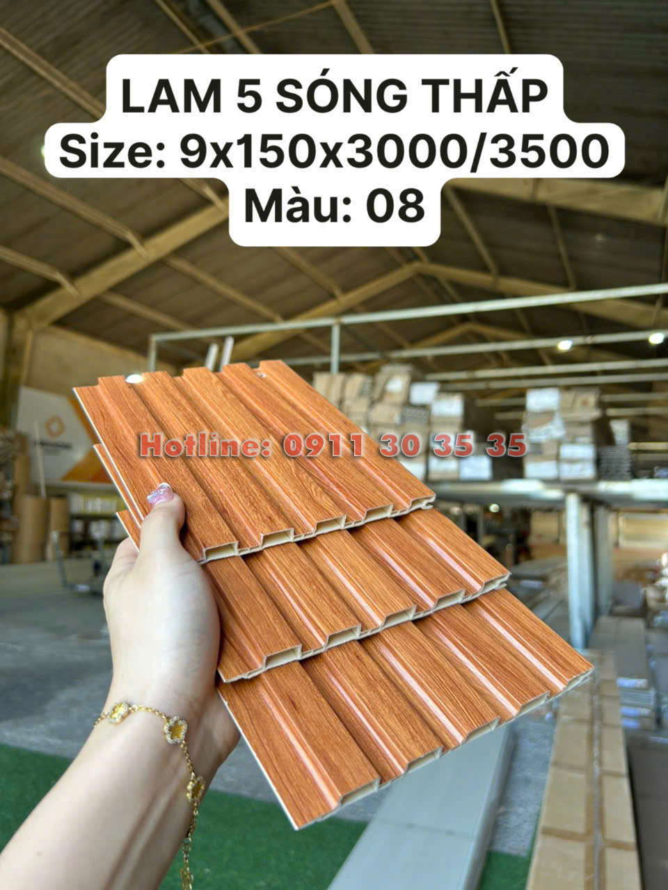 Lam 3 S&oacute;ng Thấp Nhựa Giả Gỗ| M&agrave;u 08