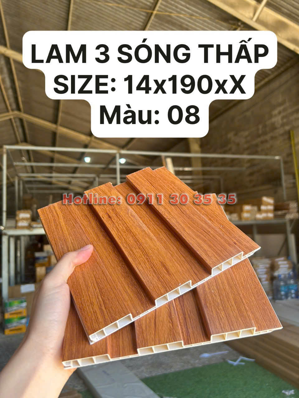 Lam 3 S&oacute;ng Thấp Nhựa Giả Gỗ| M&agrave;u 08