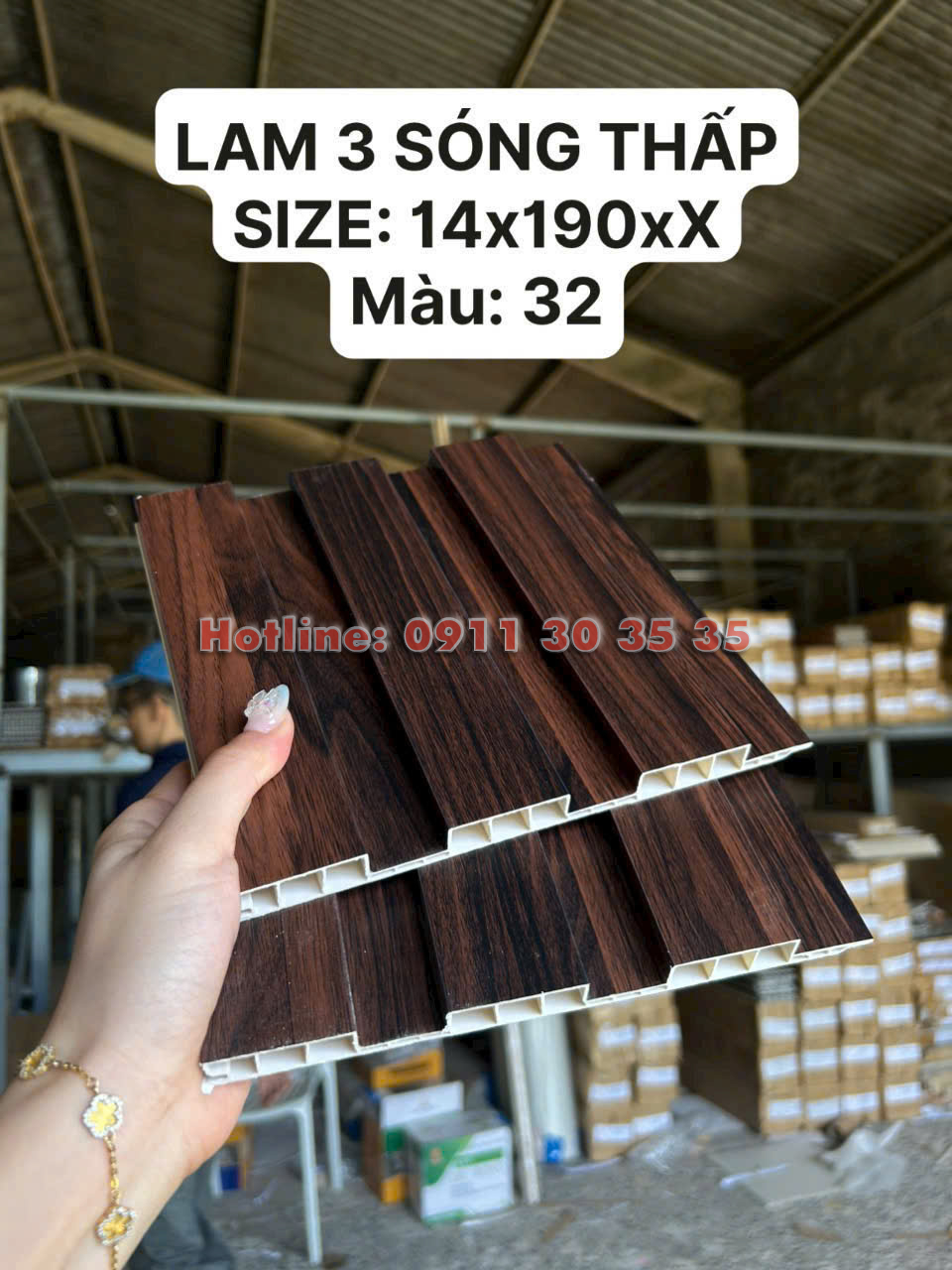 Lam 3 S&oacute;ng Thấp Nhựa Giả Gỗ| M&agrave;u 32