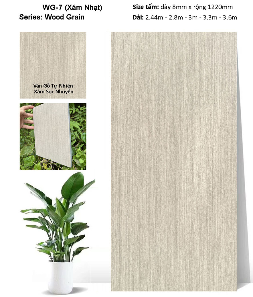 Tấm ốp than tre WG-07 (x&aacute;m nhạt) v&acirc;n gỗ