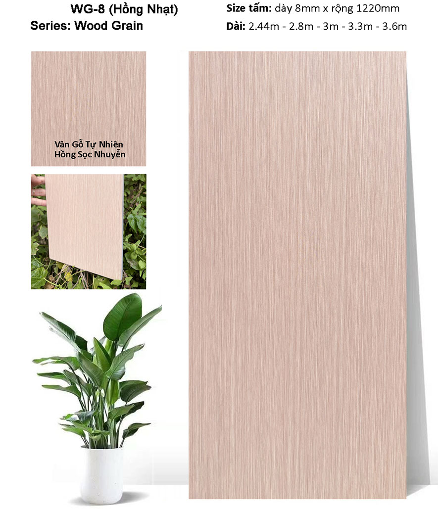 Tấm ốp than tre WG-08 (Hồng nhạt) v&acirc;n gỗ